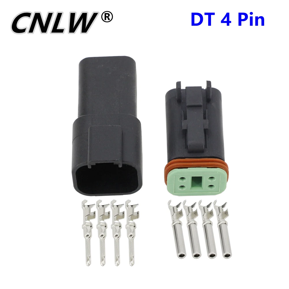 Black 10 Sets 4 Pin DJ3041Y-1.6-11/21 DT Connectors, DT04-4P/DT06-4S Automobile waterproof wire electrical connector plug