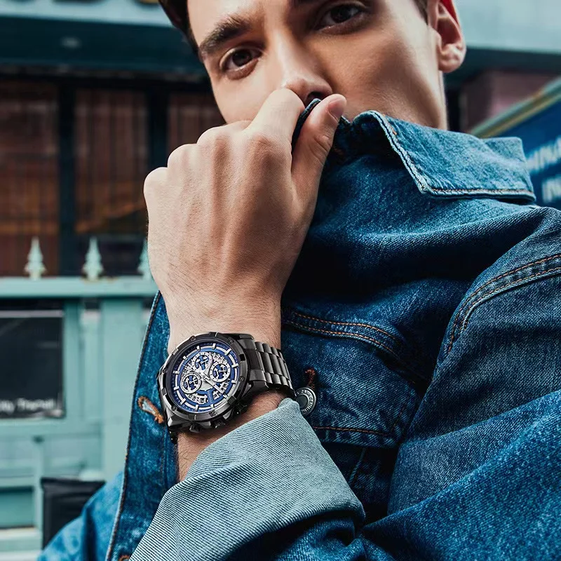 Luxury Business Watch for Men Waterproof Stainless Steel Quartz Wristwatch with Auto Date Function Fashionable Gift