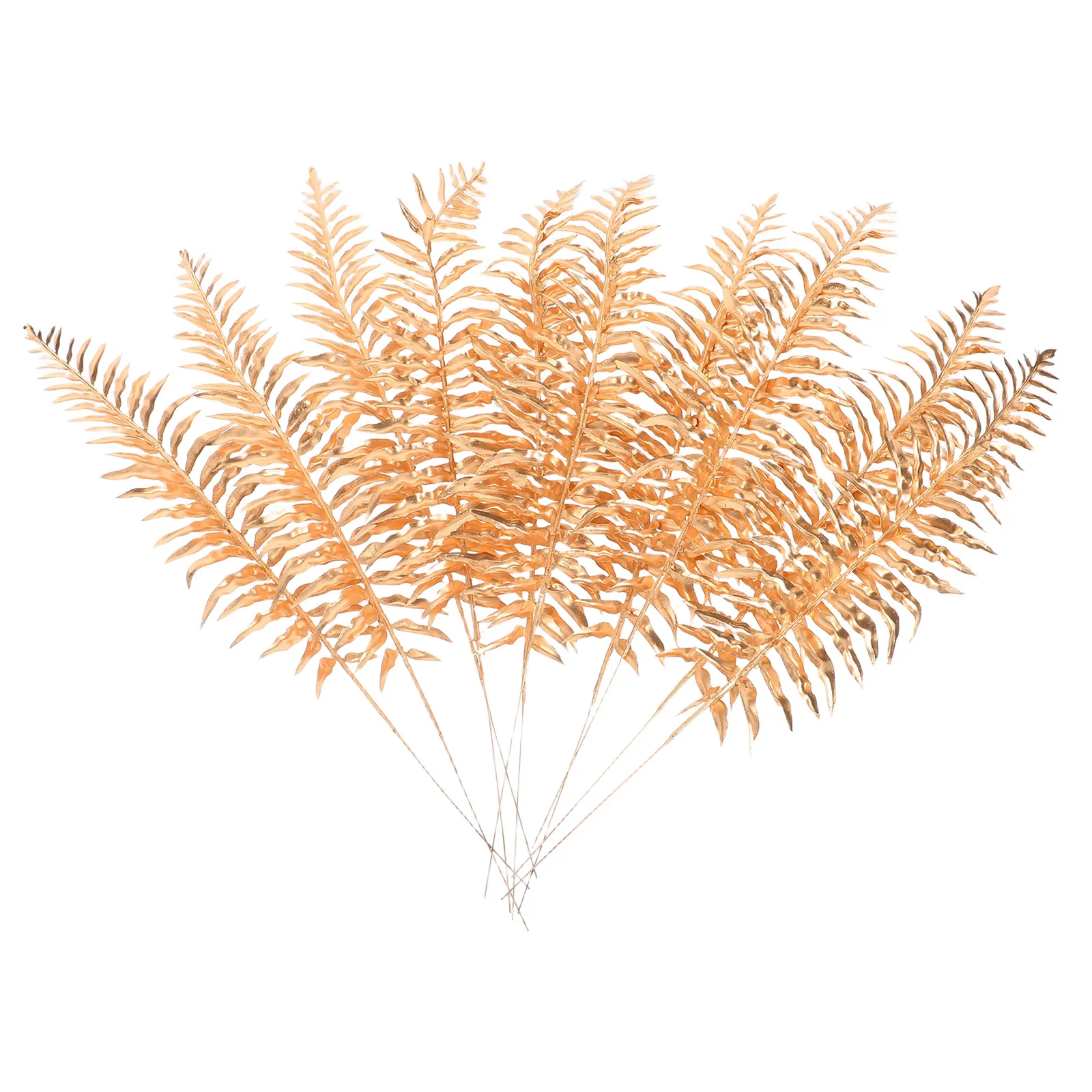 

Simulated Golden Plants Artificial Leaf Stems Leaves Auxiliary Material Plastic