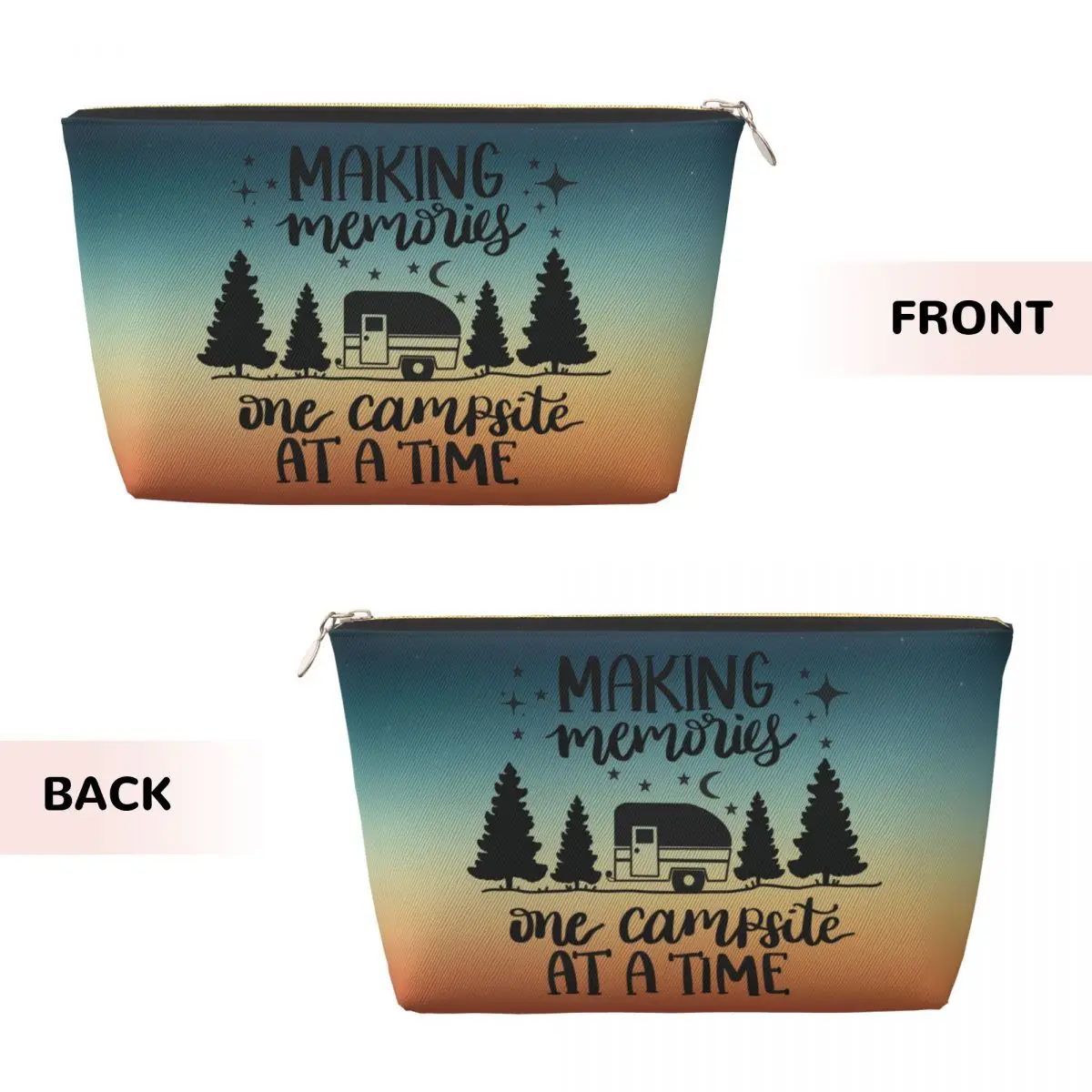 Custom Happy Camping Adventure Campers Toiletry Bag Women Makeup Cosmetic Organizer Lady Beauty Storage Dopp Kit Box