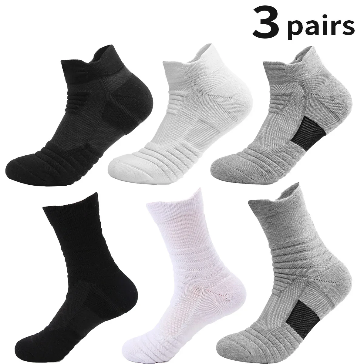 

3-пары смешанных мужских спортивных носков, летние баскетбольные носки Pro, уличные носки-полотенца, нескользящие носки для бега, элитные носки
