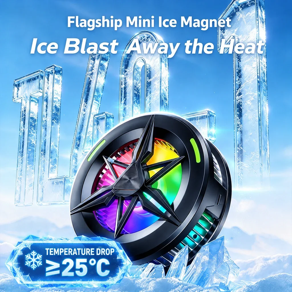 Magnetic Phone Cooler RGB Gaming Ice Cooling Fan 5500RPM 5V 2A Semiconductor Clip-on for IPhone Samsung Xiaomi Android