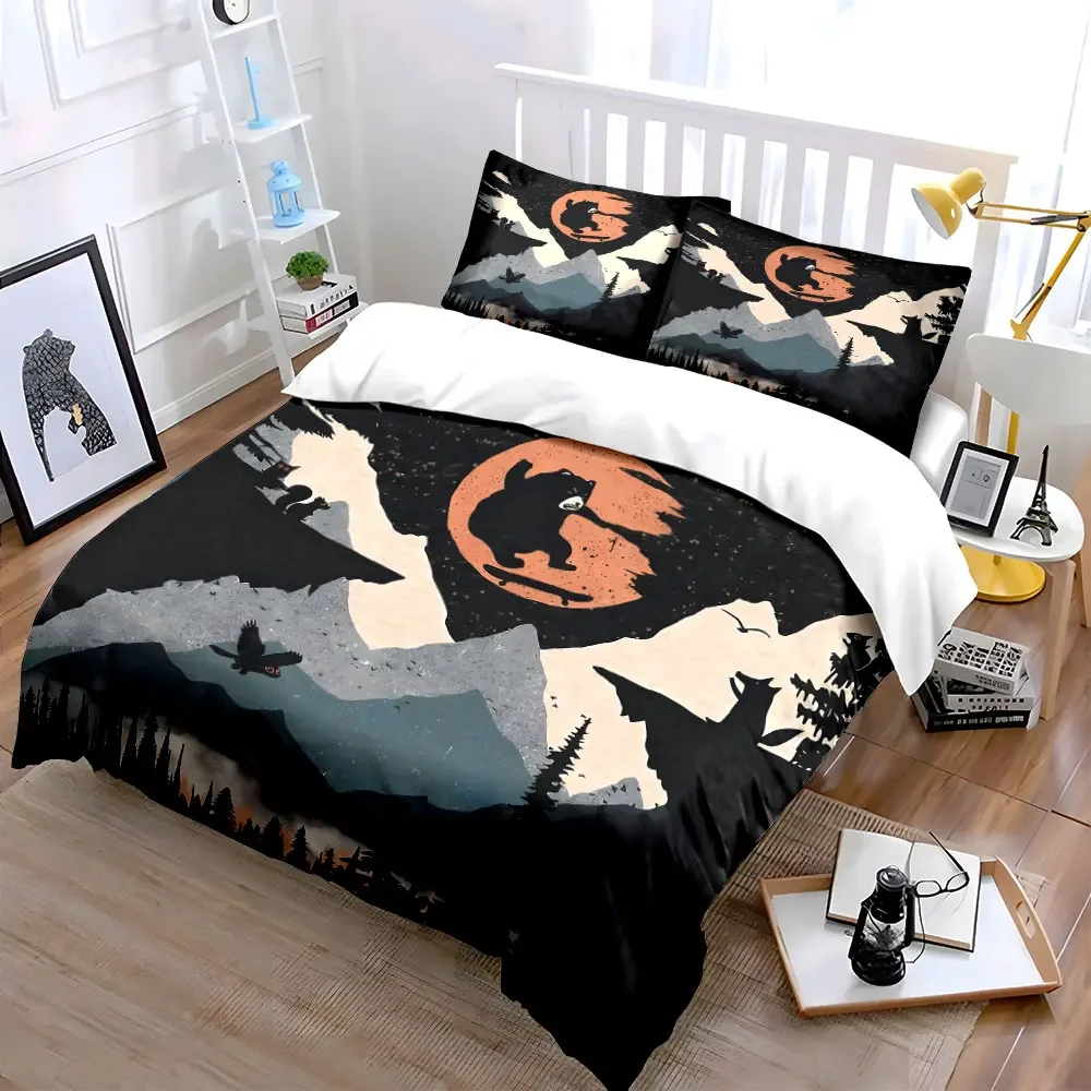 Bear Mountain Skateboarding Decor Soft Comfortable Duvet Cover Bedding Set Included 1*Duvet Cover & 2*Pillowcases, gift