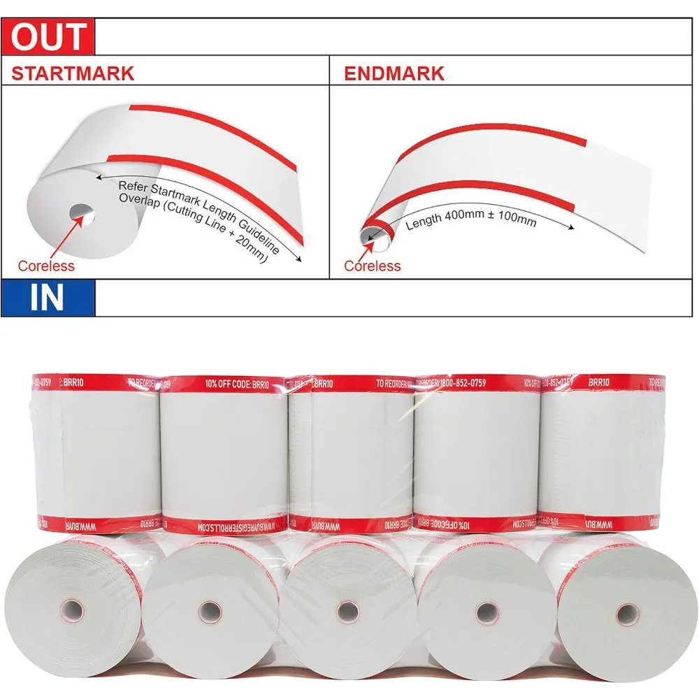 لفات ورق تسجيل النقود المكونة من 3 طبقات، عبوة من 50 قطعة