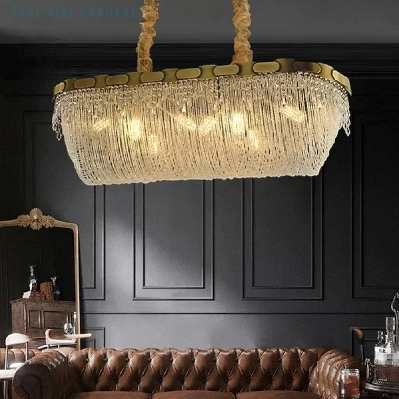 

Pendant Lighting Fixtures Living Room Luxury K9 Crystal Bead Curtain Ceiling Chandeliers Brass Hanging Lamp Restaurant Lustre