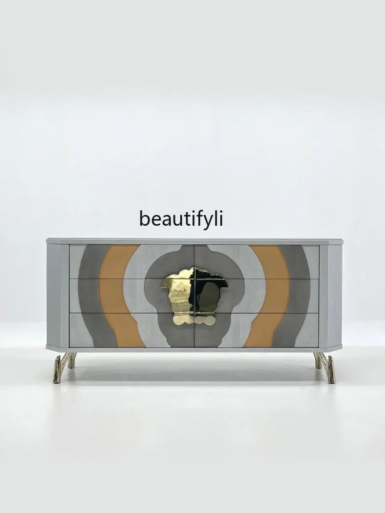 Modern Light Luxury Sideboard Cabinet Designer Model Artistic Modeling Curio Cabinet Lobby Entrance Cabinet