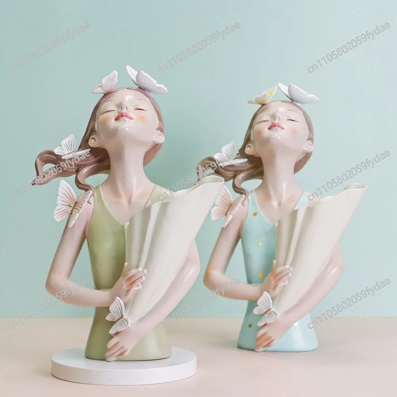 Fashion butterfly bouquet resin flower pot vase dried flower light luxury soft decoration ornament