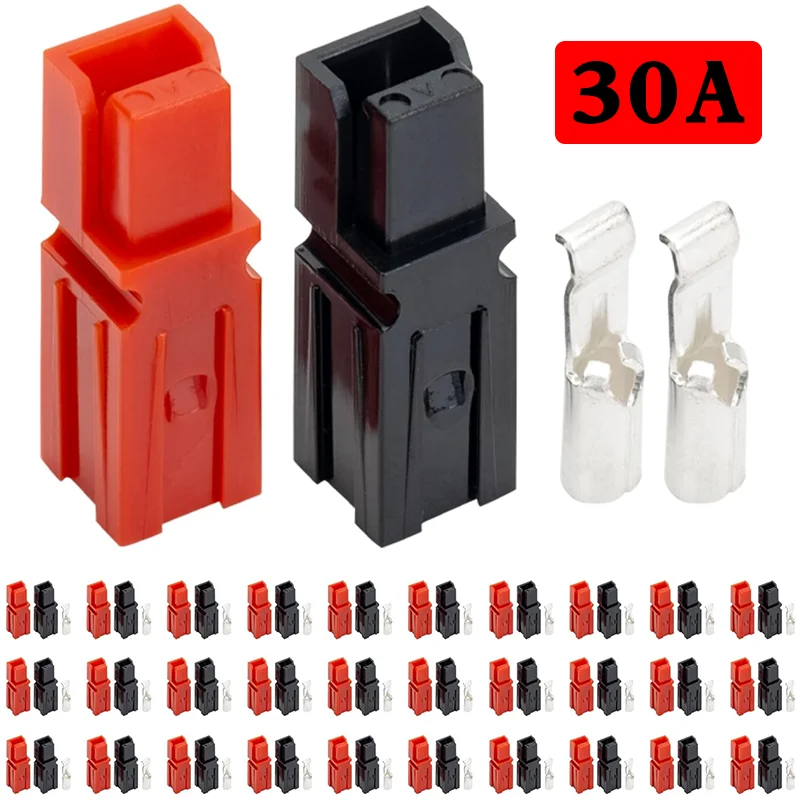 

5/10/20/50/100 Pairs Red Black Anderson Plug 30A Power Marine Connector Pole For Anderson Powerpole Interlocking Plug Terminals