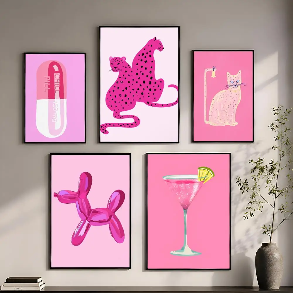 Pink Chill Pill Balloon Dog Cowgirl Poster Perfect Sticker Self Adhesive for Office Home Theater Wall Art Decor Fancy Gift