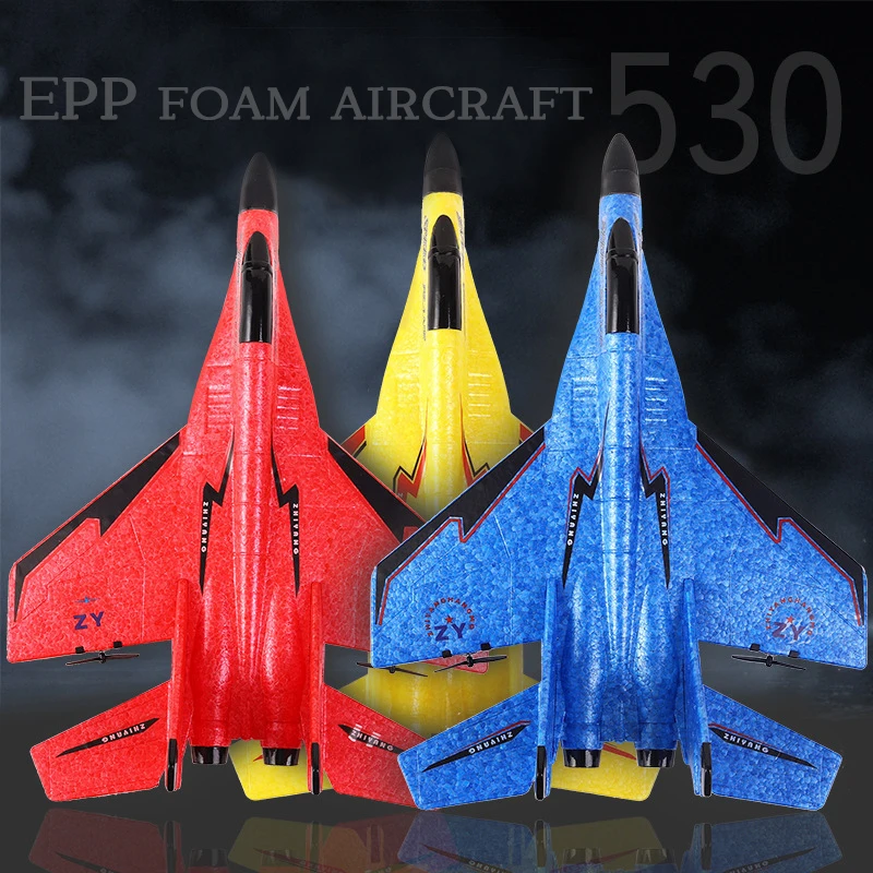 ZY-530 RC Plane 2.4G Glider With Light Fixed Wing Hand Throwing EPP Foam MIG 530pro RC Airplane Kids Toys Aircraft RTF Gifts