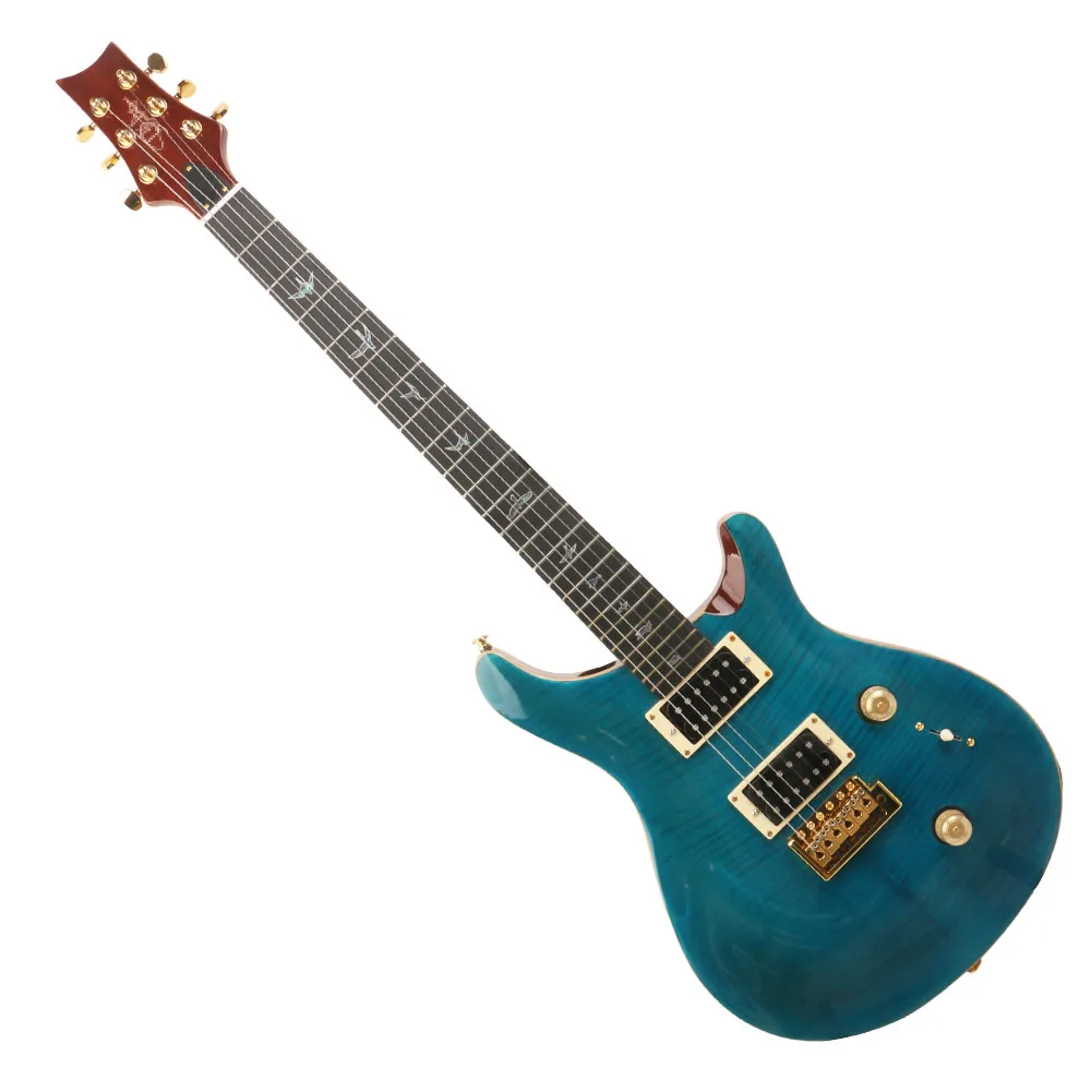 6 String PRS Electric Bass Guitar High Quality Custom 24 Frets Carroll Blue Mahogany Body Rosewood Fretboard  Turquoise