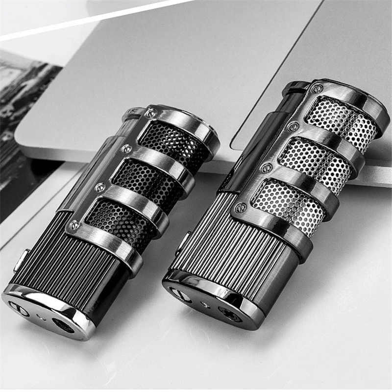 JOBON Metal Windproof Lighter Triple Torch  Jet Turbo Blue Flame Butane Gas Lighter Powerful Cigar Pipe Men\'s Cigarette Lighter