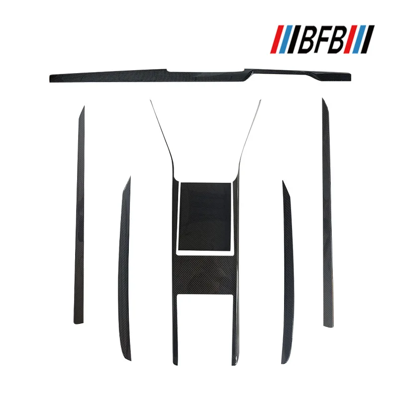 

For Tesla Model X S Real Dry carbon Fiber dashboard door trim central control gear interior Mouldings 2022+ Accessorie