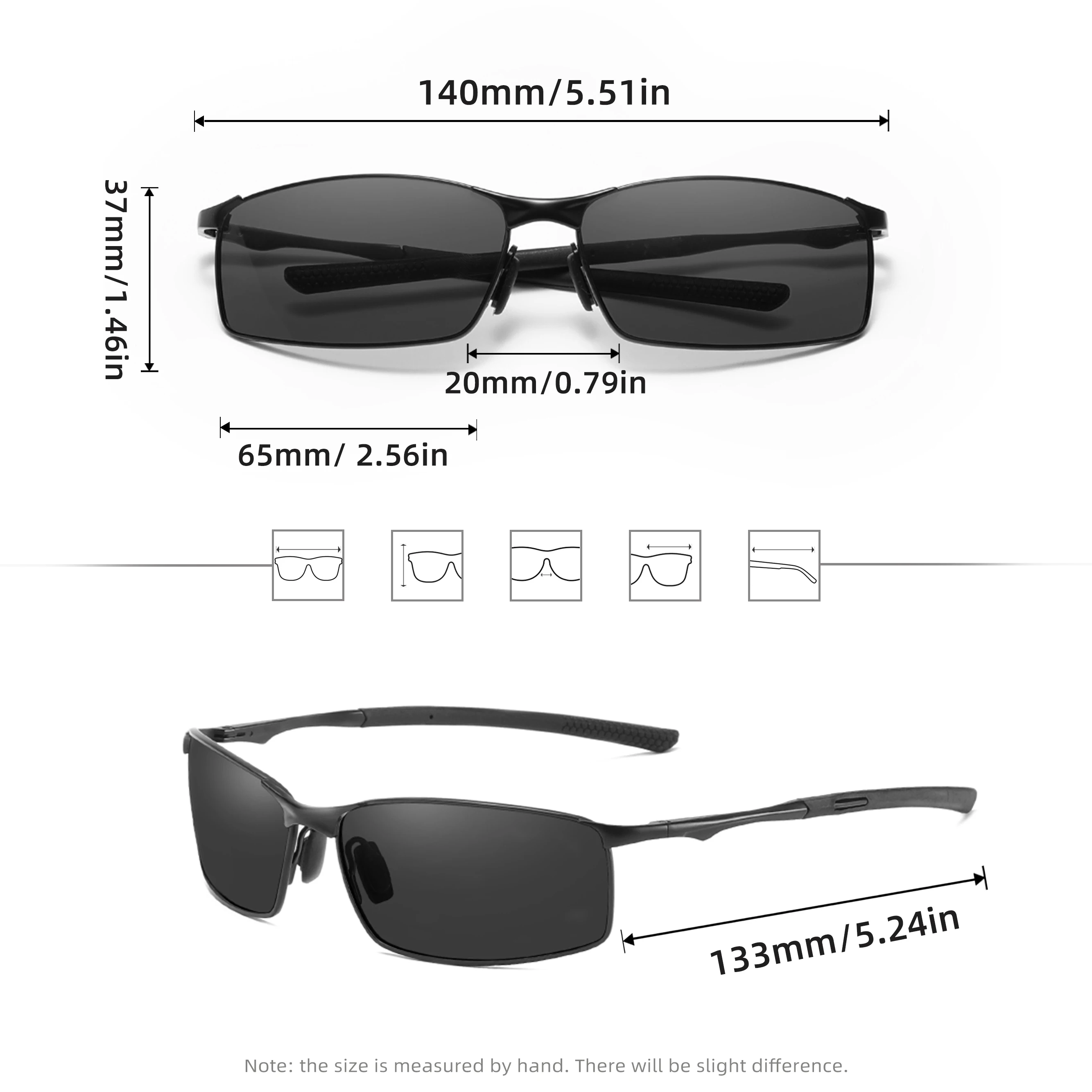 GXP Polarisierte rechteckige Sonnenbrille für Herren, Legierungsrahmen, UV400-Schutz, Outdoor-Sport, Radfahren, Straßenbrille – Detail 1