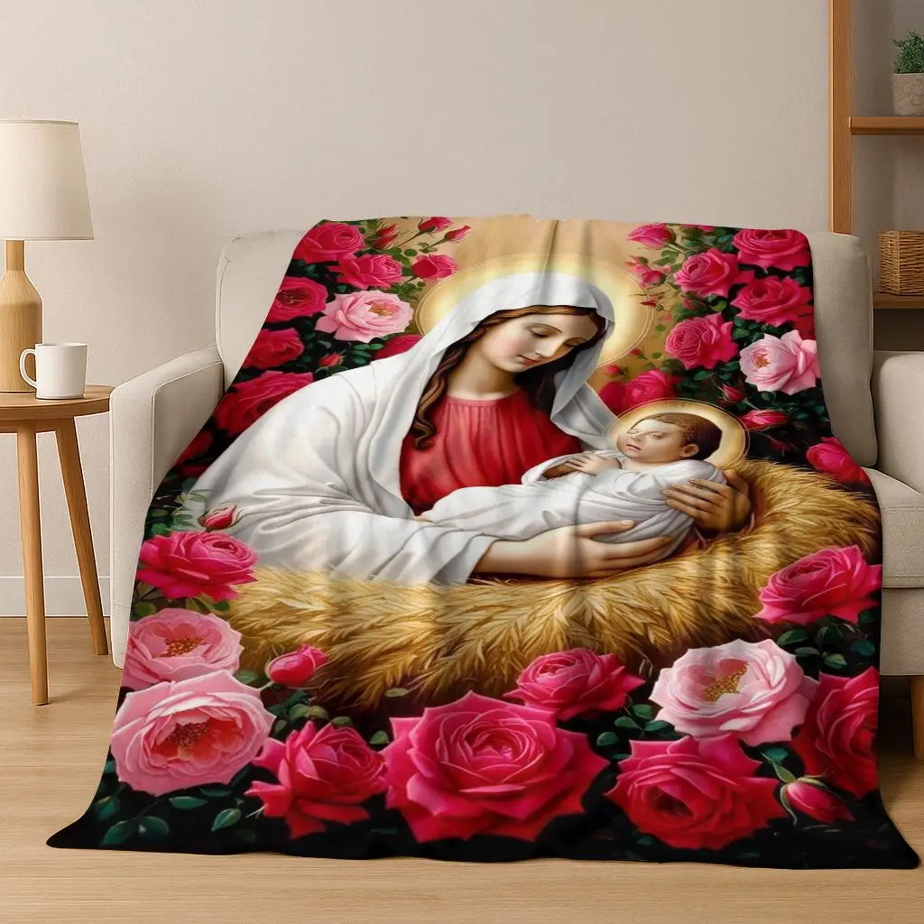 

26 Style Faith Virgin Mary Jesus Blessed Flannel Blanket,Cozy Soft Throw Blanket for Home Bedroom Bed Sofa Picnic Cover Gift Kid