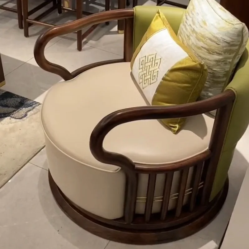 Ebony armchair Solid wood lounge chair Revolving sofa Modern