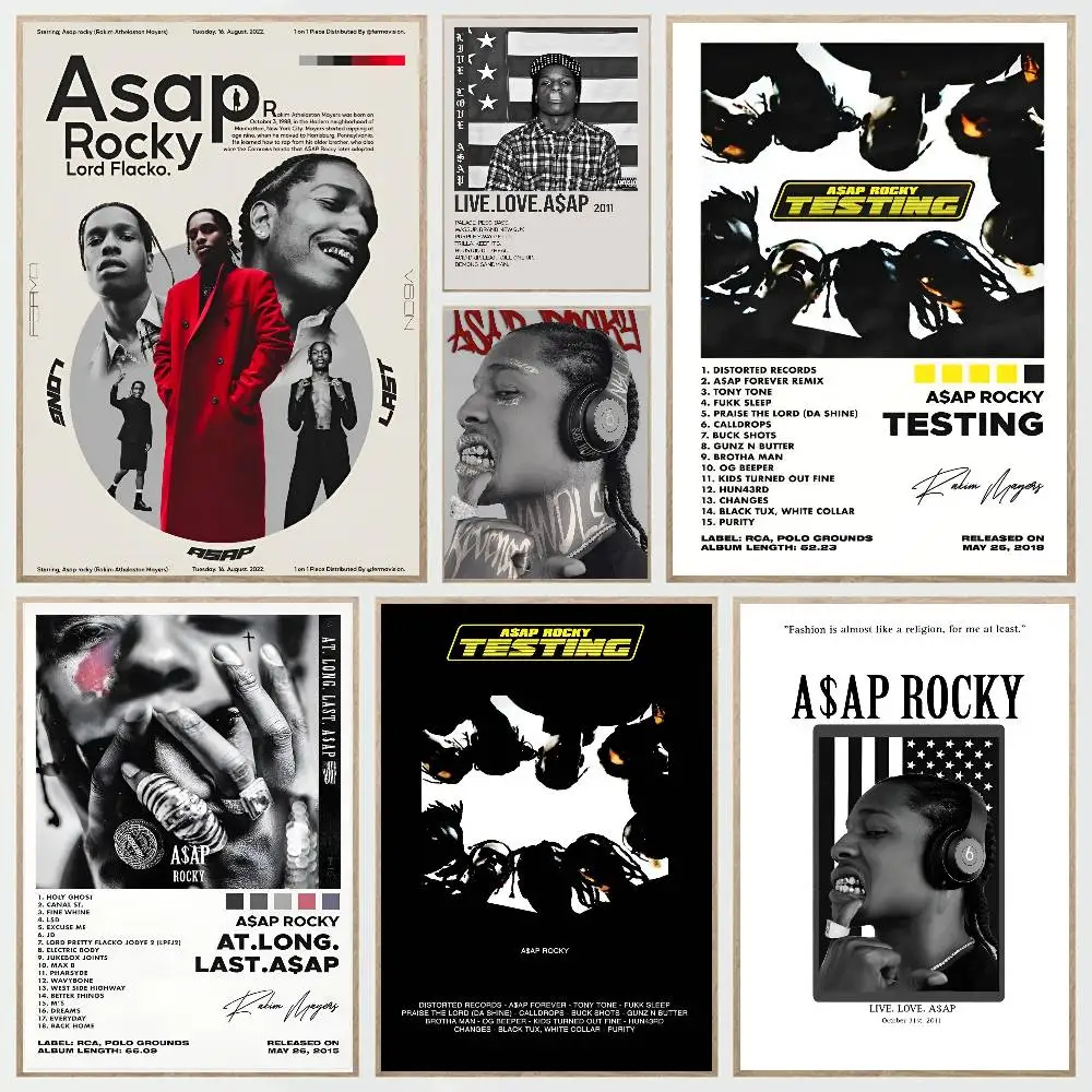 Álbum de música Star ASAP ROCKY KENDRICK LAMAR 80s Retro Rap cartel autoadhesivo arte habitación entrada restaurante decoración de pared arte