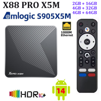 X88 PRO X5M Al-SR TV Box Android 14 Amlogic S905X5M 4G 64G Smart Media Player 2.4G&5G Dual Wifi 1000M LAN 4K HD Set Top Box