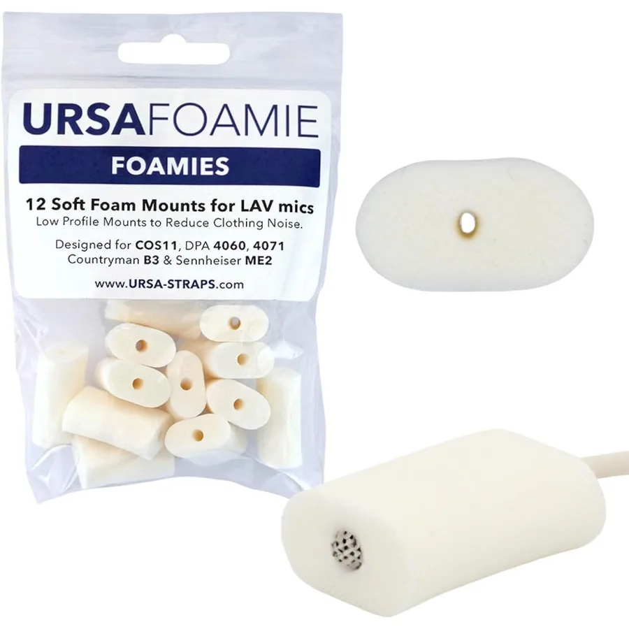 

URSA Foamies: Soft Foam Mounts for Wireless Lav Mics. Can be stuck directly to the skin or costume. Fits SANKEN COS11 SENNHEISE