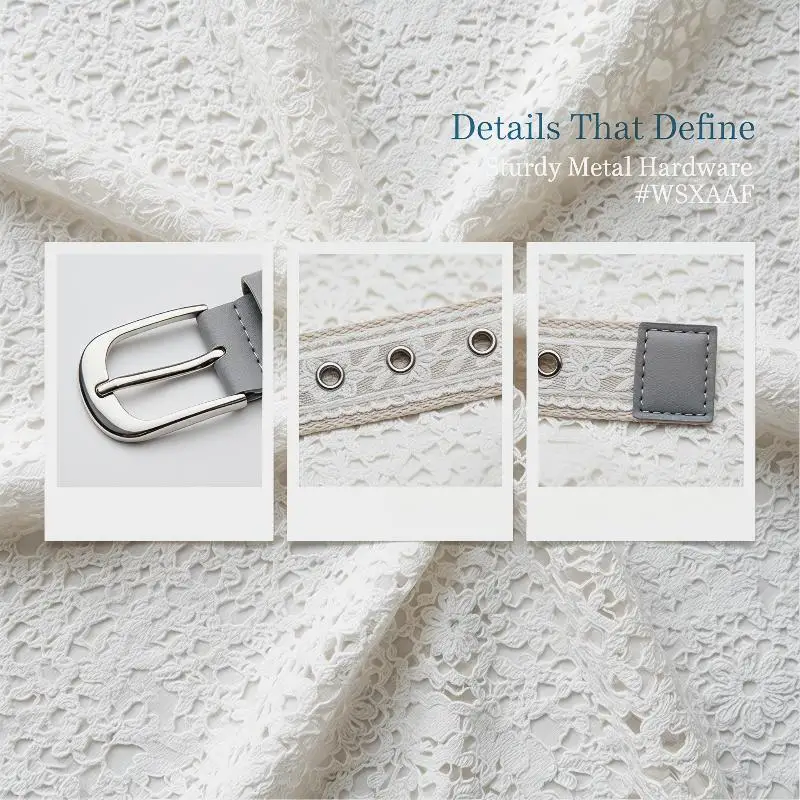 Stylish Womens Vintage Lace Canvas Belt with Metal Buckle Perfect for Skirt Decoration
