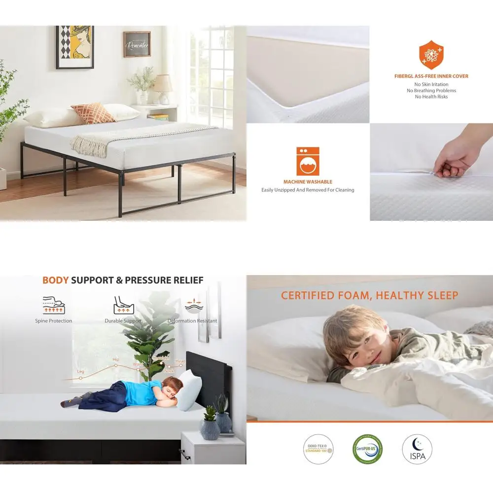 Medium Cooling Gel Memory Foam Mattress - Full Size with Cover for Pressure Relief and Cool Sleep