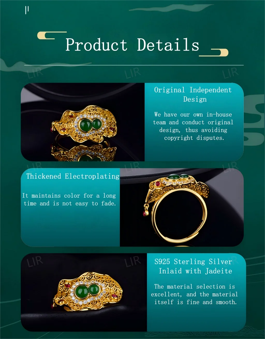 خاتم مفتوح من الفضة S925 للنساء: مجوف من اليشم الهيتي الطبيعي |   فنغ شوي النار + الحظ الوظيفي + شهادة المجوهرات