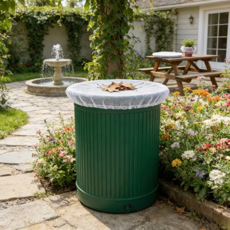 Water storage bucket with fine mesh netting to prevent pollution and pests, blocking mosquitoes and impurities