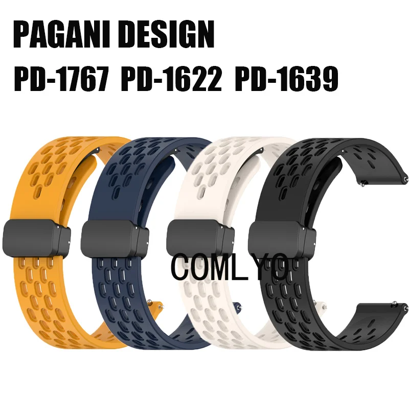 For PAGANI DESIGN PD-1639 PD-1622 PD-1767 Watch Strap Wristband Silicone Sports Soft Women Men Band 20MM 22MM