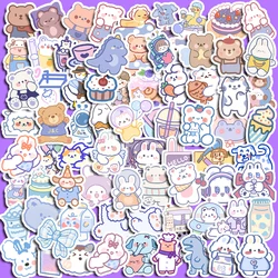 90pcs Blue Brownie Cute Animal Graffiti Stickers Children's Diy Stationery Computer Stickers Student Stationery