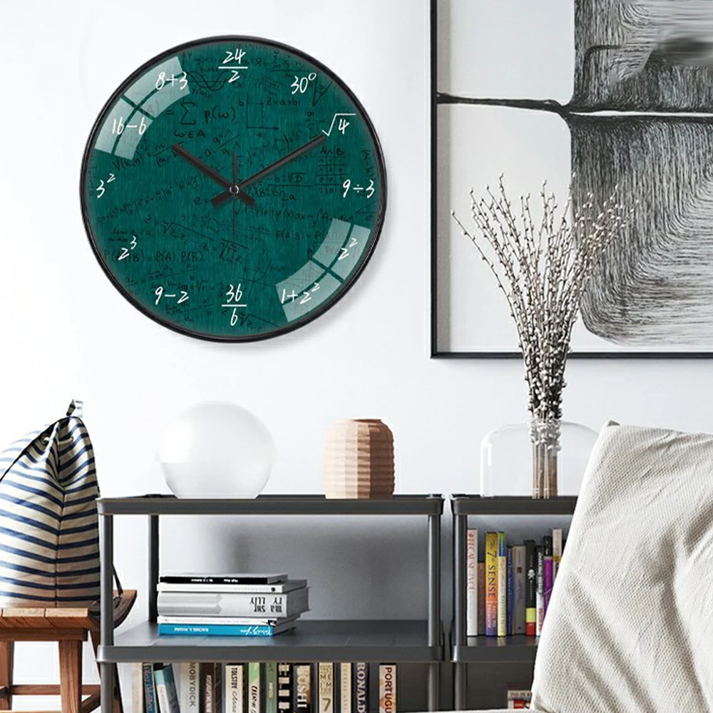 8 inch Chalkboard Math Formulas Clock Student Personality Silent Wall Clock Classroom Study Mathematics Art Wall Decor Math Gift