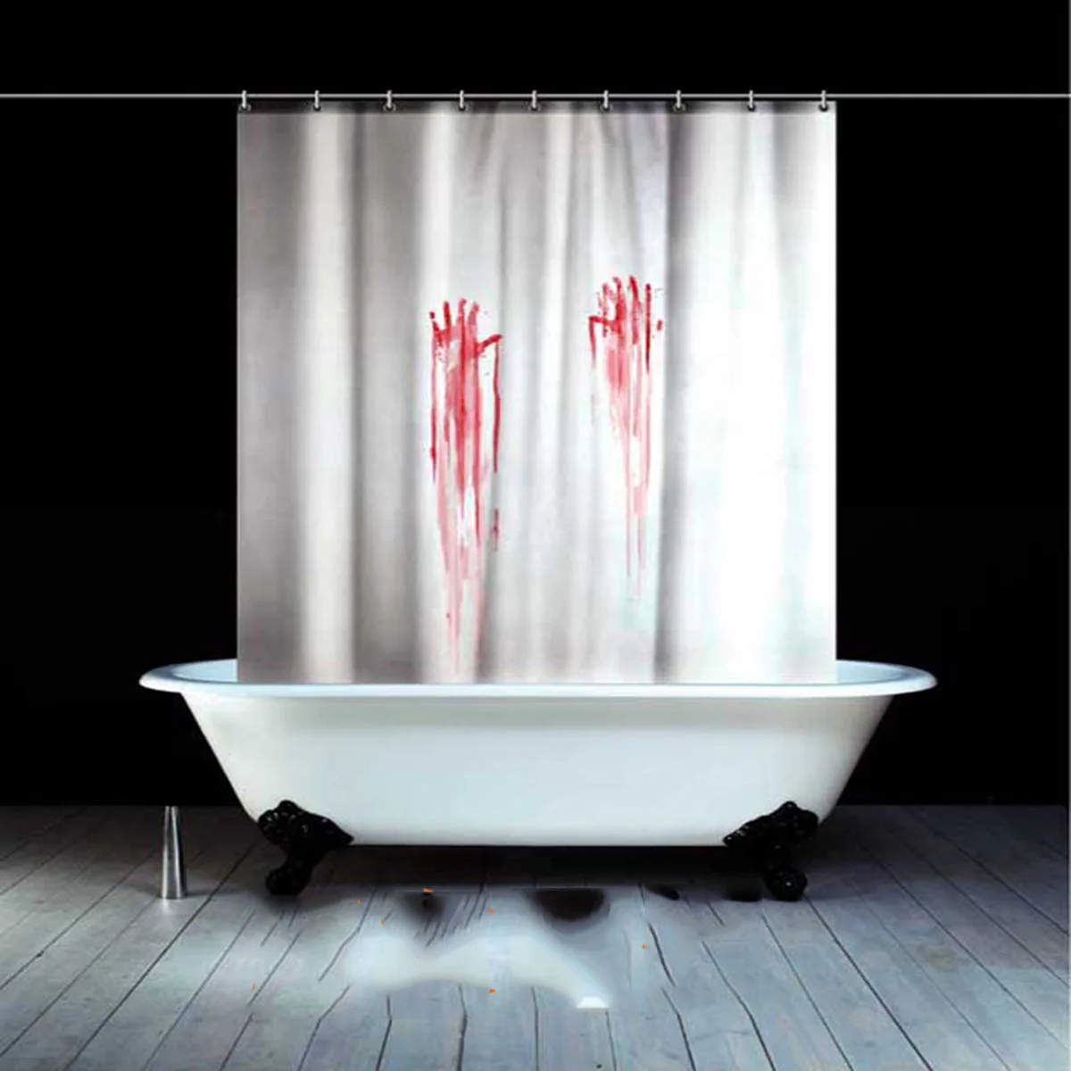 

Blood Handprint Shower Curtain Waterproof Easy Clean Bathroom Curtains Horror Gift Bloody Screen Halloween Decor