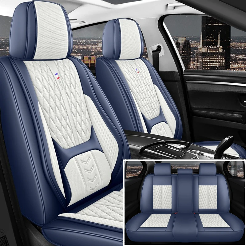 

Чехлы на автомобильные сиденья из кожи Nappa премиум-класса, 5-местные 3D-поддержки талии, полный кожаный чехол, толстая губчатая подкладка, удобный всесезонный чехол