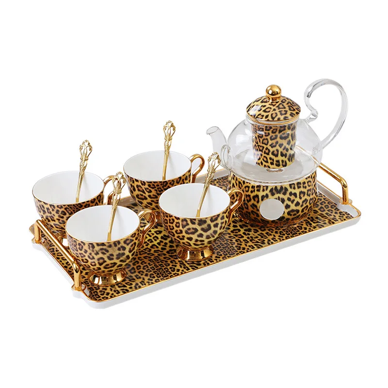 

Nordic light luxury flower tea set,heated teapot, European afternoon tea set