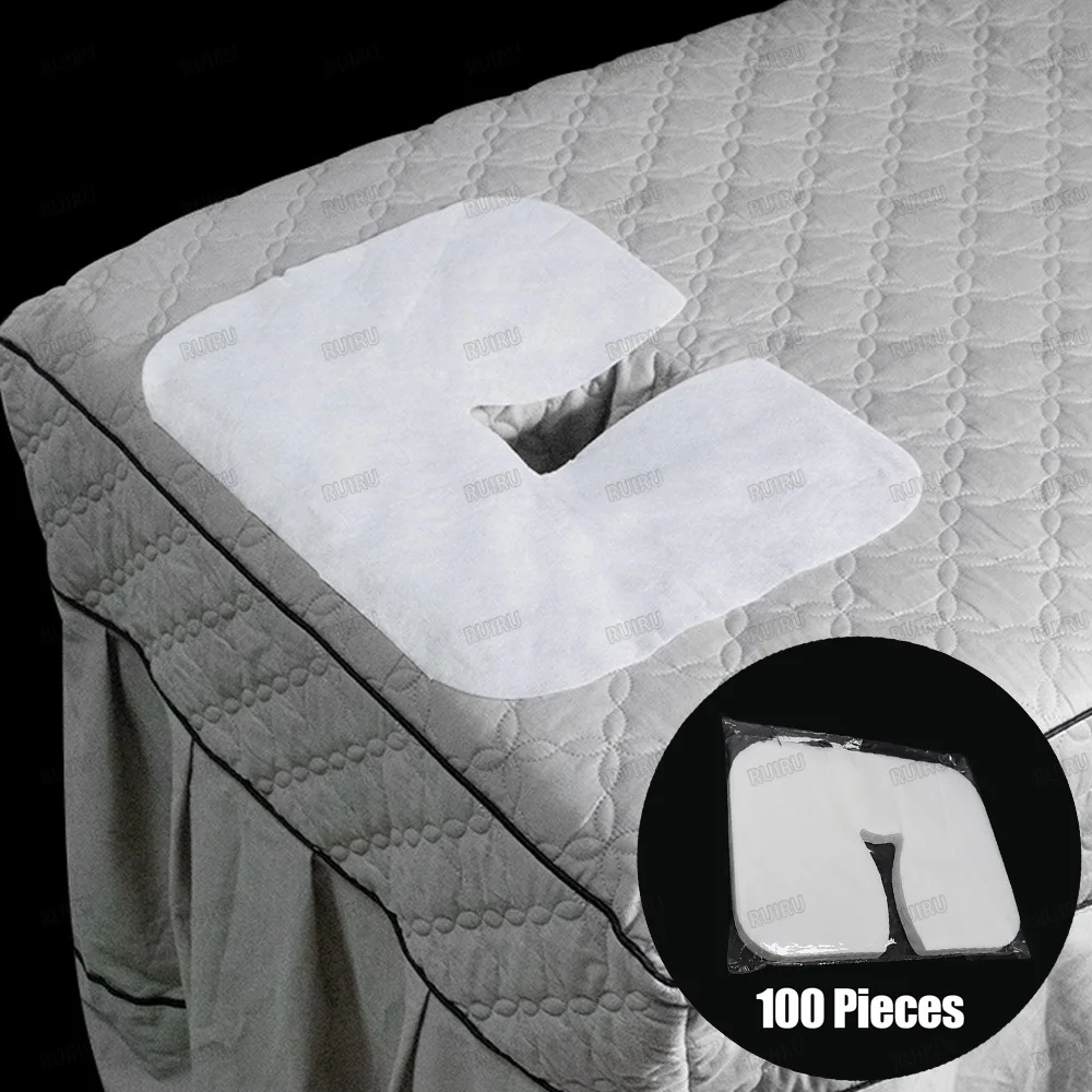 100pcs Disposable Non-Woven Headrest Pillow Paper Beauty Spa Salon Bed Table Cover Massage Face Cradle Table Head Rest Covers