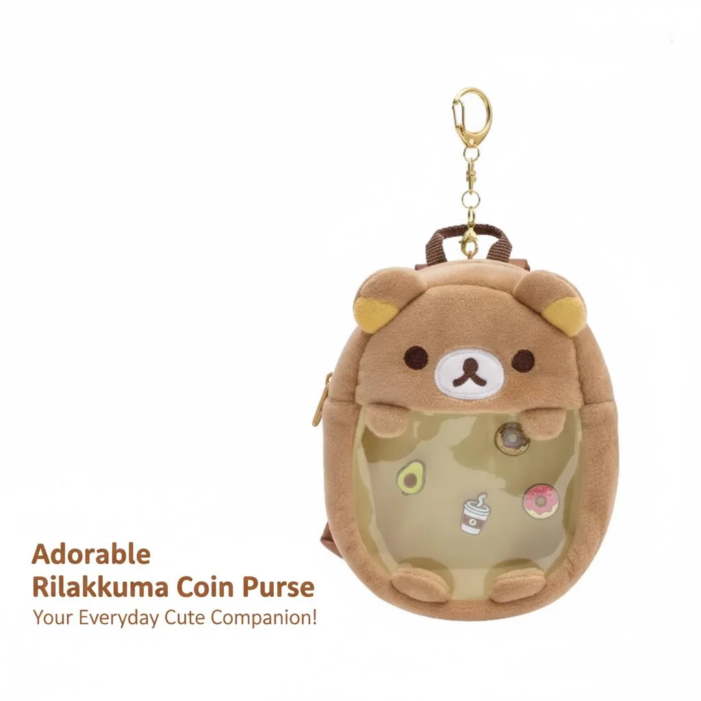 

Cute Plush Bear Itabag Coin Purse Mini Backpack Kawaii Wallet With Transparent Clear Window Organizer Bag Keychain Women Girls
