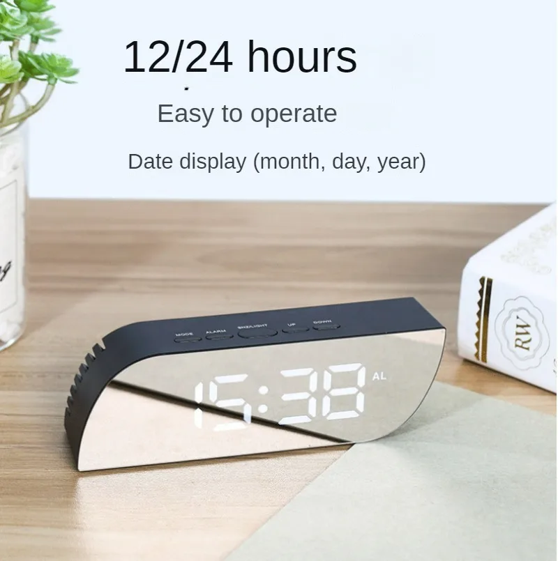 Voice Control Digital Alarm Clock Temperature Dual Alarm Snooze Desktop Table Clock Night Mode 12/24H LED Clock Watch