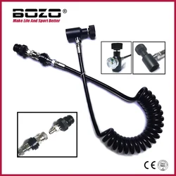 HPA Coil Remote Hose Thick Line Microbore 2.5M/100inch with Slide Check, Quick Disconnect and 3000psi Gauge