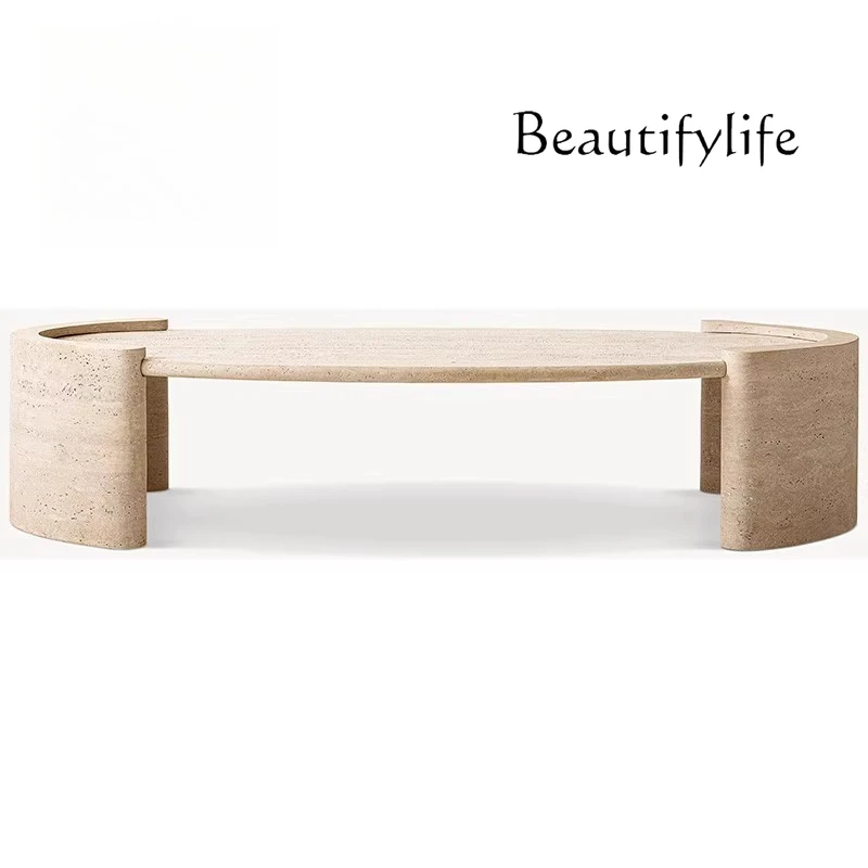 

Simple modern oval living room coffee table household light luxury small apartment wabi **** wind designer villa coffee table