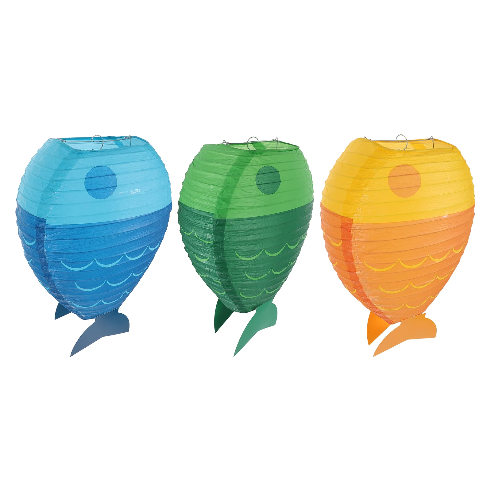 

3PCS Fish Shaped Paper Lantern Sturdy Frame Wear Resistance Exquisite Craftsmanship Festival Decor Home Party Lighting