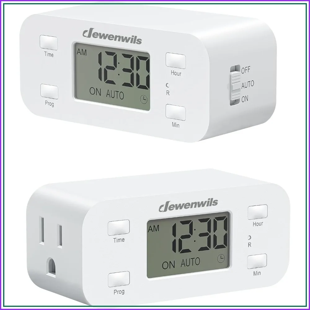 24-Hour Programmable Timer Outlet, 2 Pack, Digital Light Tim