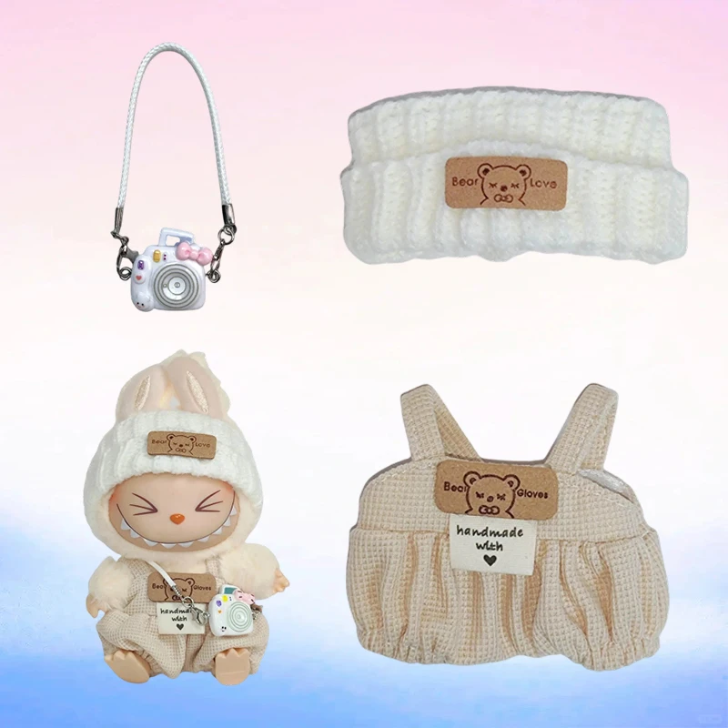 Accessori di abbigliamento per mini bambole da 17 cm per la Corea Kpop Exo Labubu Idol V1 V2 Felpa per scacchi Giacca Sciarpa Set Abbigliamento regalo
