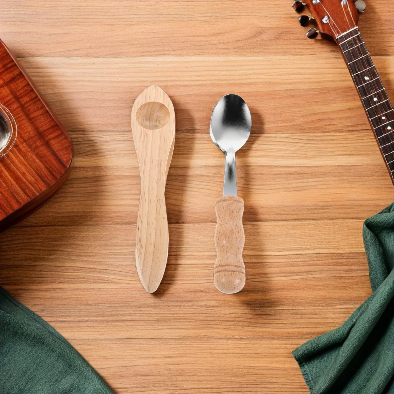 

2Pcs Rhythm Spoons Unique Musical Instrument Natural Texture Fine Motor Skills Kids Percussion Tool Rhythm Instrument