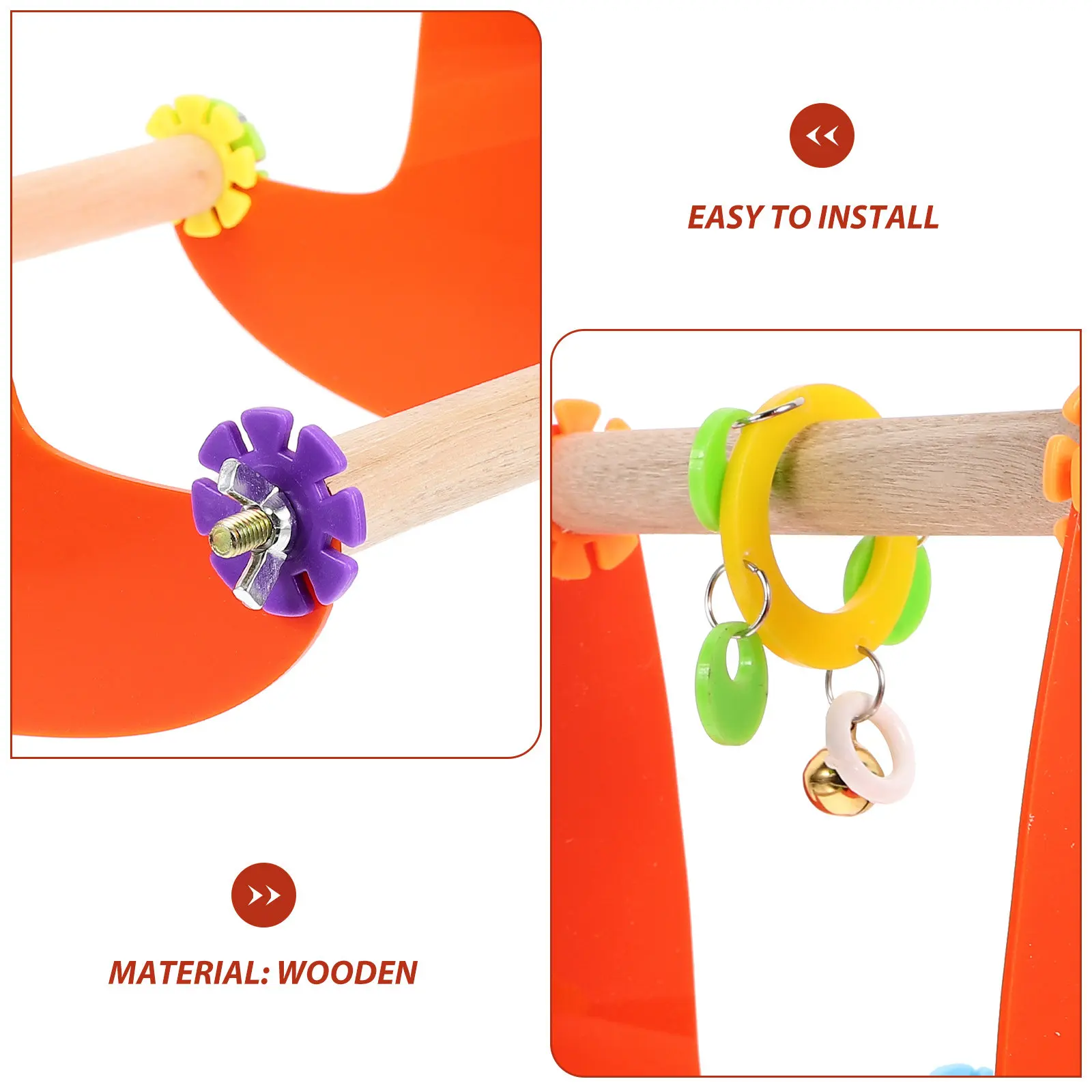 Eco-Friendly Wood Bird Swing Stand Parrot Playing Rack Jumping Board Cockatiel Parakeet Pet Training Stand Hanging Bar Random