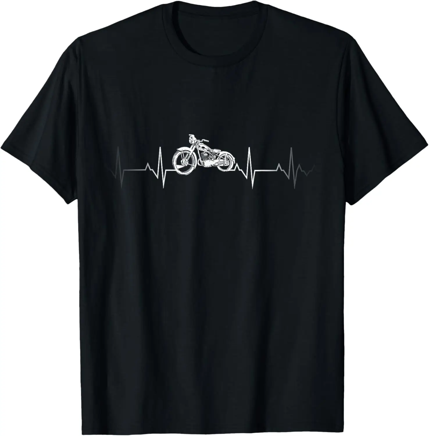 Motorcycle Heartbeat - I Love My Motorcycle. T-Shirt 100% Cotton Trendy Y2K Short-Sleeve Tee-Soft, Quick-Drying,
