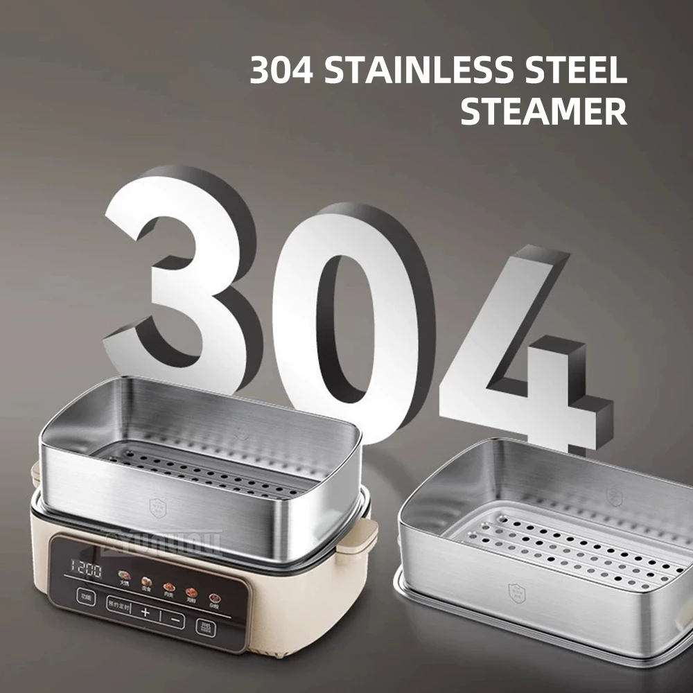 Intelligent Visible Steaming Cooker Stainless Steel Food Steamer Three-Layer Kitchen Home Appliance
