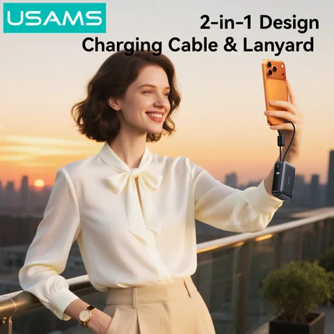 Внешний аккумулятор USAMS Power Bank 10000 мАч 2-в-1 с быстрой зарядкой USB-C, мощный портативный пауэрбанк для