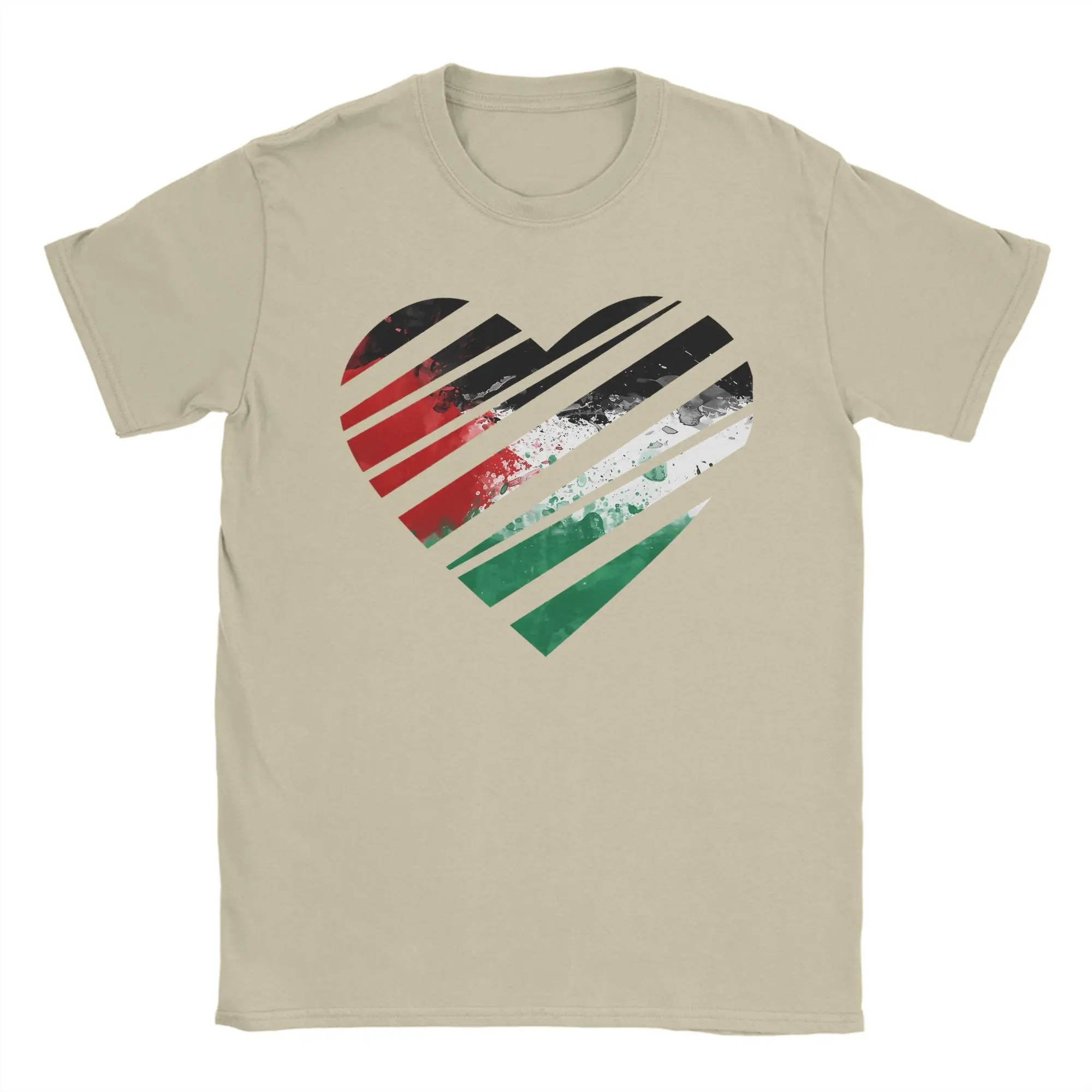 

Palestine Heart Men T Shirt Funny Tees Short Sleeve Round Collar T-Shirt 100% Cotton Plus Size Tops