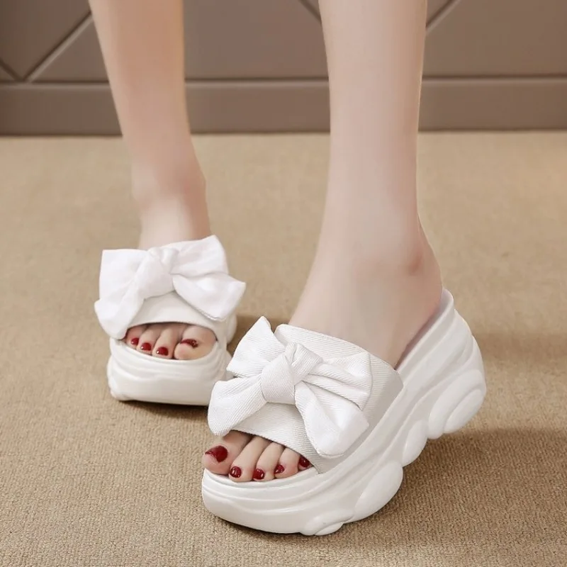 Female Casual Slingbacks high heels white PU Wedge Platform Comfortable Sandals for Women shoes 2024 Summer Wedge Slippers