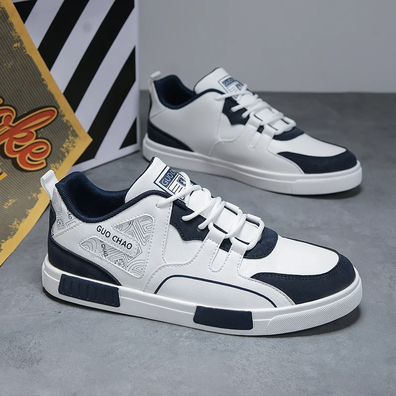 

Men Casual Flat Sneakers New Leather Comfort Fashionable Anti Slip Wear-resistant Board Shoes Outdoor Comfortable Walking Shoes