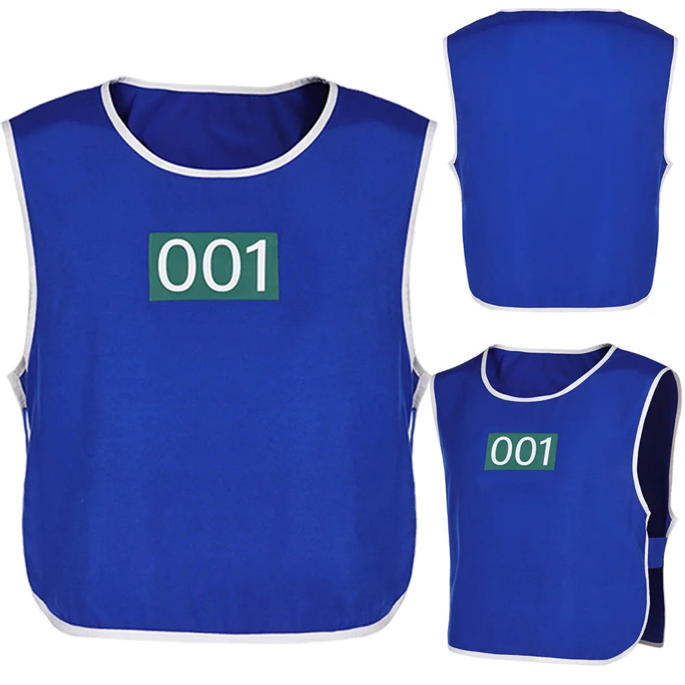 2025 TV Game Of Teuthida Cosplay No 001 Blue Vest Halloween Carnival Costume Party Suits Outfit Roleplay Clothing For Men Women